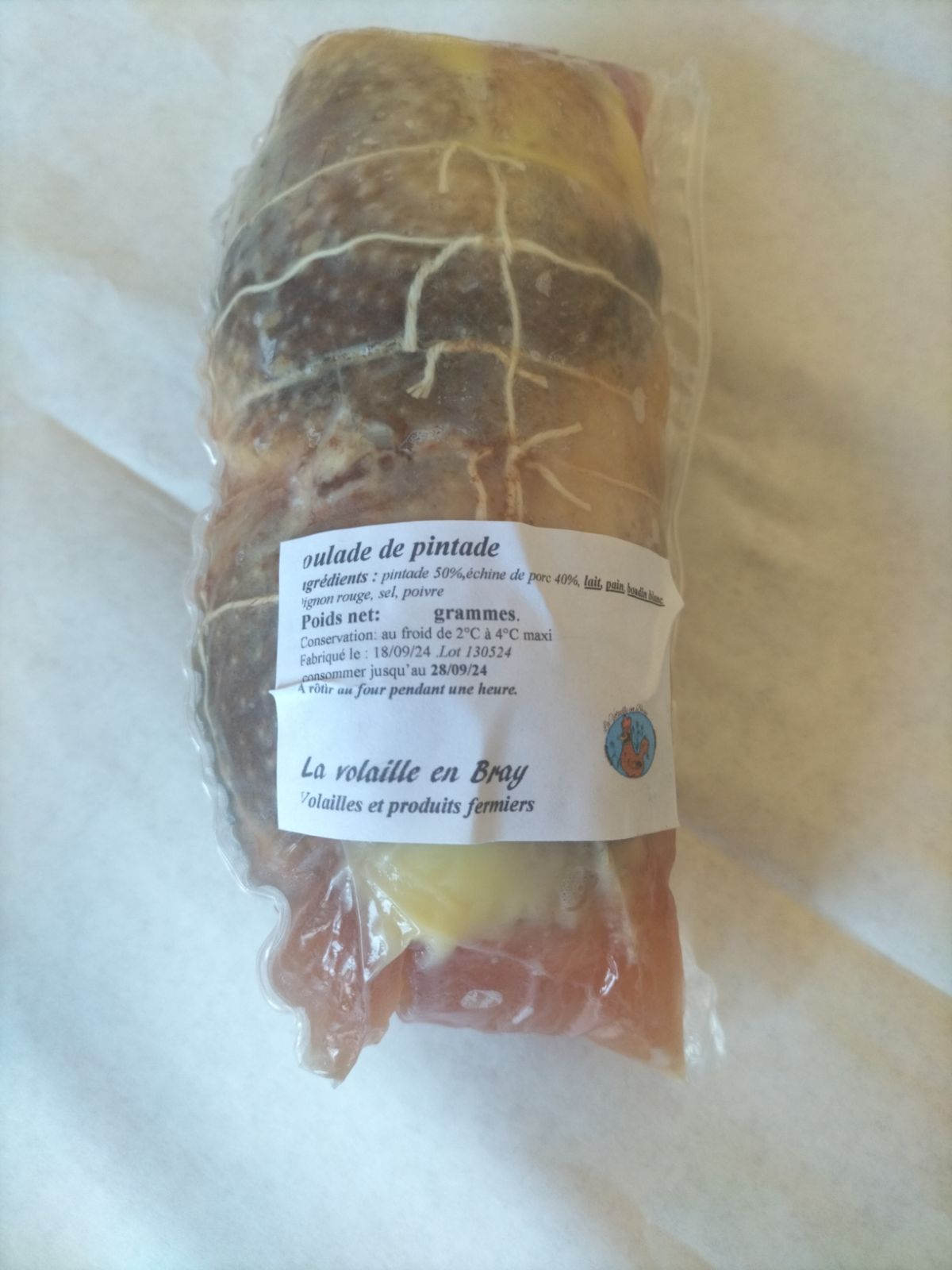 Image de Roulade de pintade - 600gr - 23.80 € le kilo